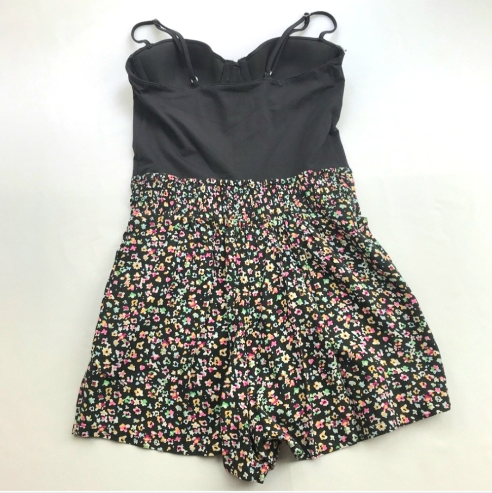 VS PINK nwot Romper floral/blk w Bustier XS
